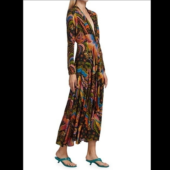 NWT FARM RIO Macaw Island black long sleeve maxi dress size small. - Picture 3 of 10